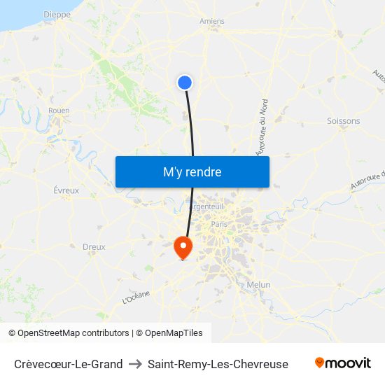 Crèvecœur-Le-Grand to Saint-Remy-Les-Chevreuse map