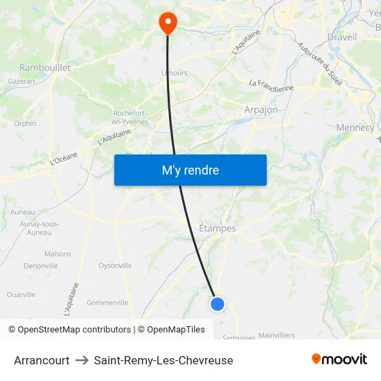 Arrancourt to Saint-Remy-Les-Chevreuse map