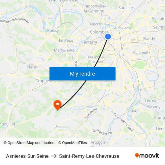 Asnieres-Sur-Seine to Saint-Remy-Les-Chevreuse map