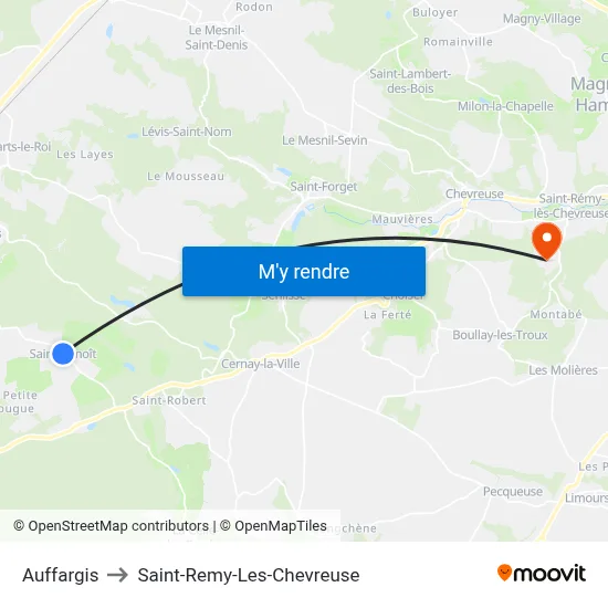 Auffargis to Saint-Remy-Les-Chevreuse map