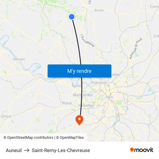 Auneuil to Saint-Remy-Les-Chevreuse map