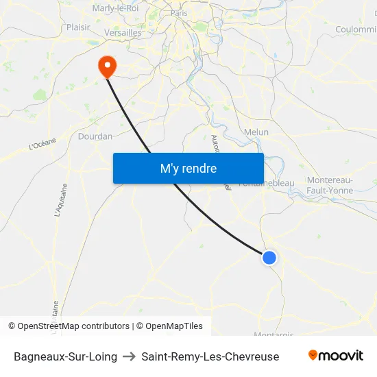 Bagneaux-Sur-Loing to Saint-Remy-Les-Chevreuse map