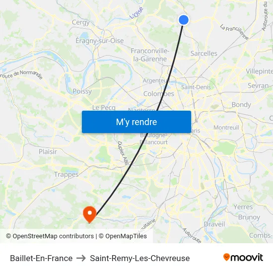 Baillet-En-France to Saint-Remy-Les-Chevreuse map