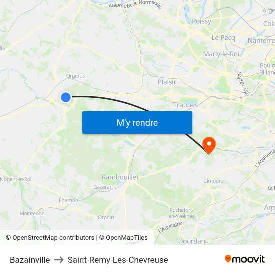 Bazainville to Saint-Remy-Les-Chevreuse map