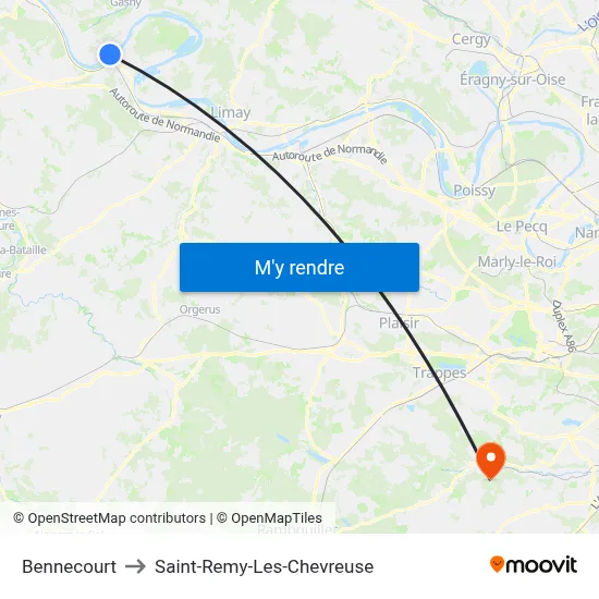 Bennecourt to Saint-Remy-Les-Chevreuse map