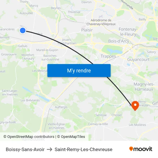 Boissy-Sans-Avoir to Saint-Remy-Les-Chevreuse map