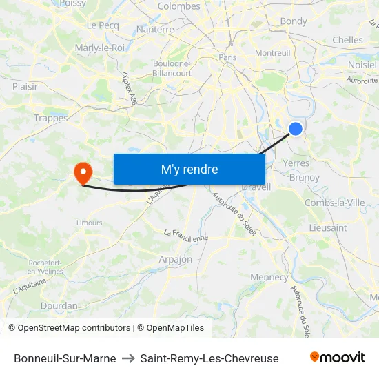 Bonneuil-Sur-Marne to Saint-Remy-Les-Chevreuse map