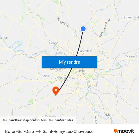 Boran-Sur-Oise to Saint-Remy-Les-Chevreuse map