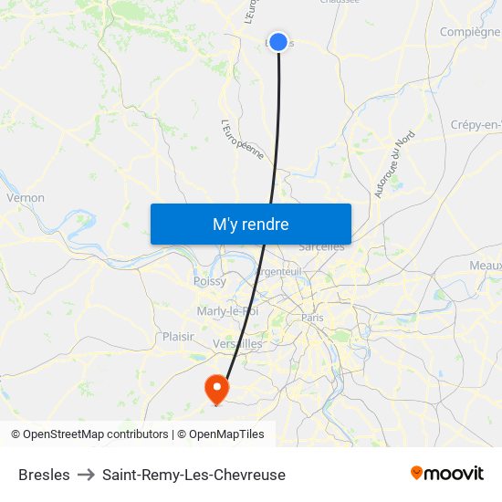 Bresles to Saint-Remy-Les-Chevreuse map