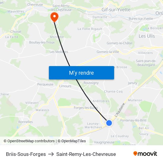 Briis-Sous-Forges to Saint-Remy-Les-Chevreuse map