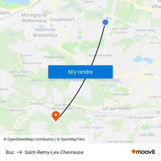 Buc to Saint-Remy-Les-Chevreuse map