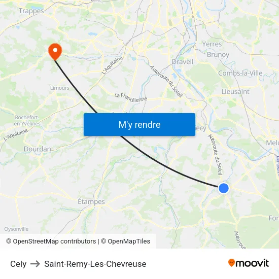 Cely to Saint-Remy-Les-Chevreuse map