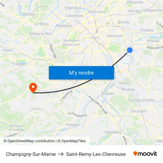 Champigny-Sur-Marne to Saint-Remy-Les-Chevreuse map