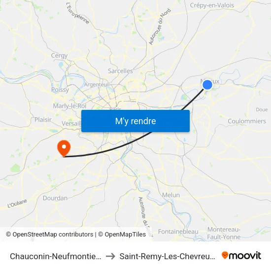Chauconin-Neufmontiers to Saint-Remy-Les-Chevreuse map