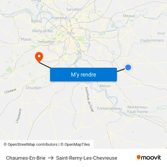 Chaumes-En-Brie to Saint-Remy-Les-Chevreuse map