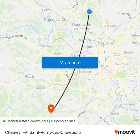 Chauvry to Saint-Remy-Les-Chevreuse map
