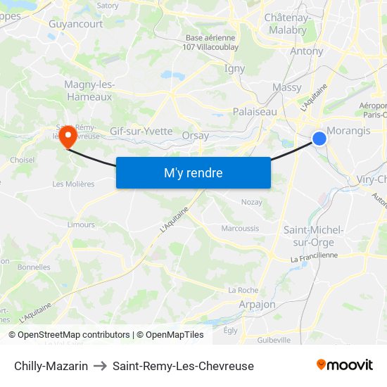 Chilly-Mazarin to Saint-Remy-Les-Chevreuse map