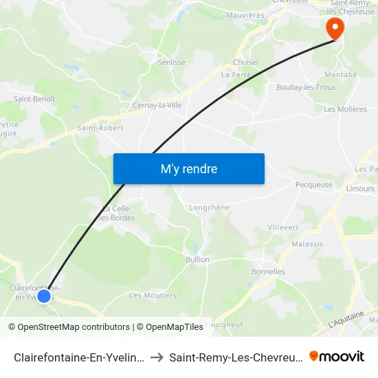 Clairefontaine-En-Yvelines to Saint-Remy-Les-Chevreuse map