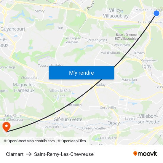 Clamart to Saint-Remy-Les-Chevreuse map