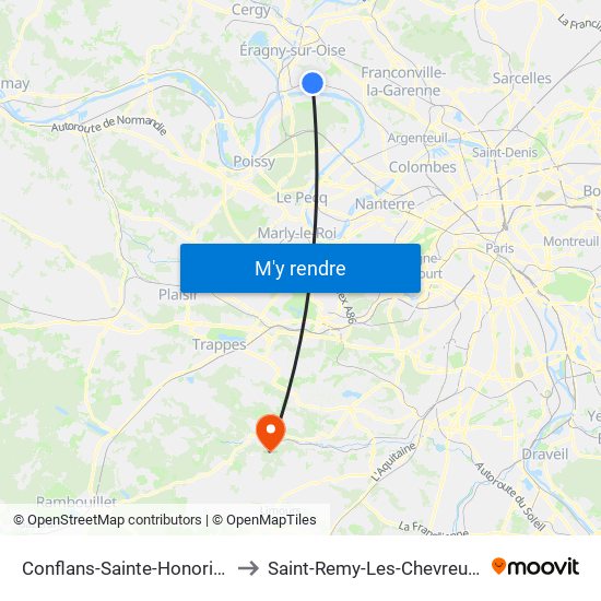 Conflans-Sainte-Honorine to Saint-Remy-Les-Chevreuse map