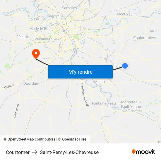 Courtomer to Saint-Remy-Les-Chevreuse map