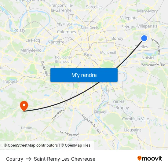 Courtry to Saint-Remy-Les-Chevreuse map