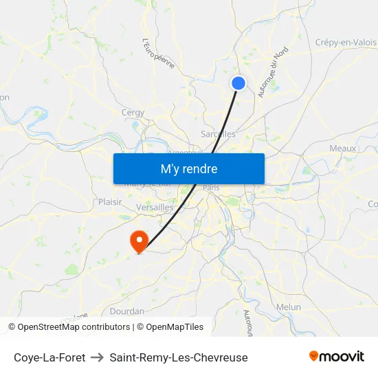 Coye-La-Foret to Saint-Remy-Les-Chevreuse map