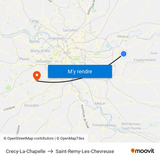 Crecy-La-Chapelle to Saint-Remy-Les-Chevreuse map