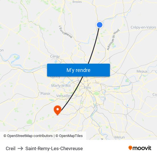 Creil to Saint-Remy-Les-Chevreuse map