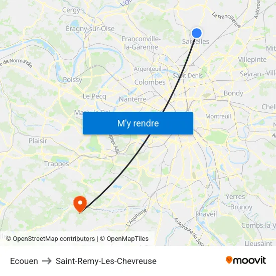 Ecouen to Saint-Remy-Les-Chevreuse map