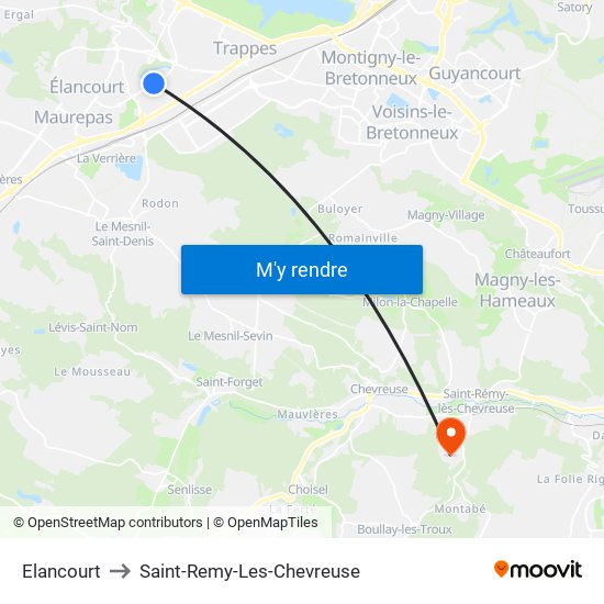 Elancourt to Saint-Remy-Les-Chevreuse map