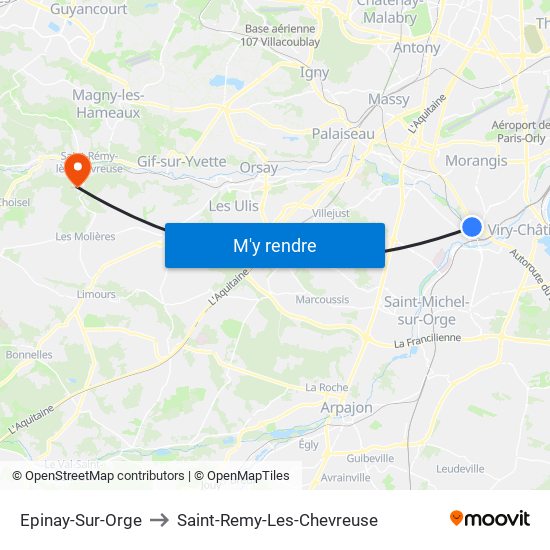 Epinay-Sur-Orge to Saint-Remy-Les-Chevreuse map