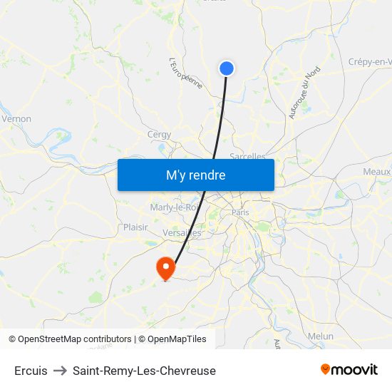 Ercuis to Saint-Remy-Les-Chevreuse map