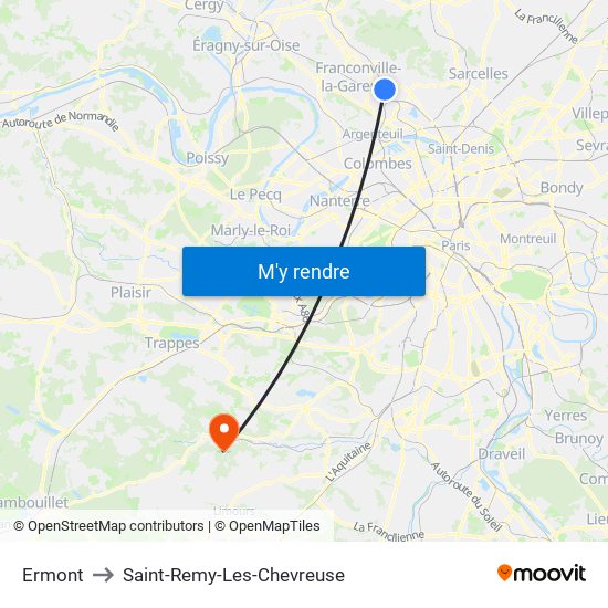 Ermont to Saint-Remy-Les-Chevreuse map