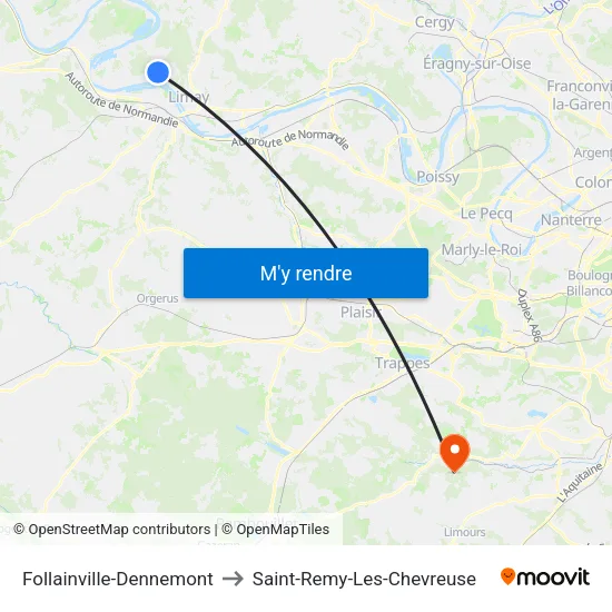 Follainville-Dennemont to Saint-Remy-Les-Chevreuse map