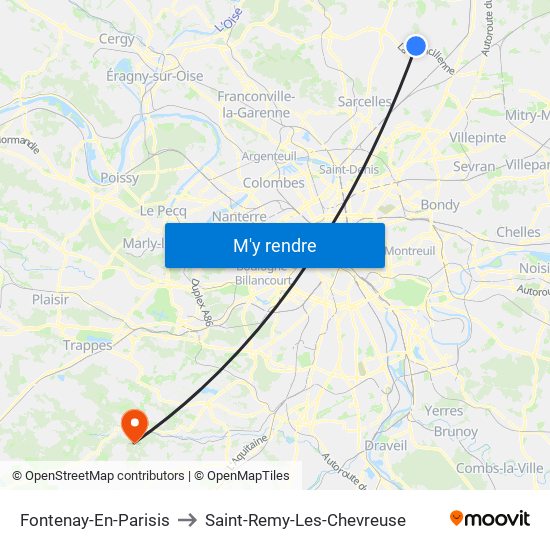 Fontenay-En-Parisis to Saint-Remy-Les-Chevreuse map