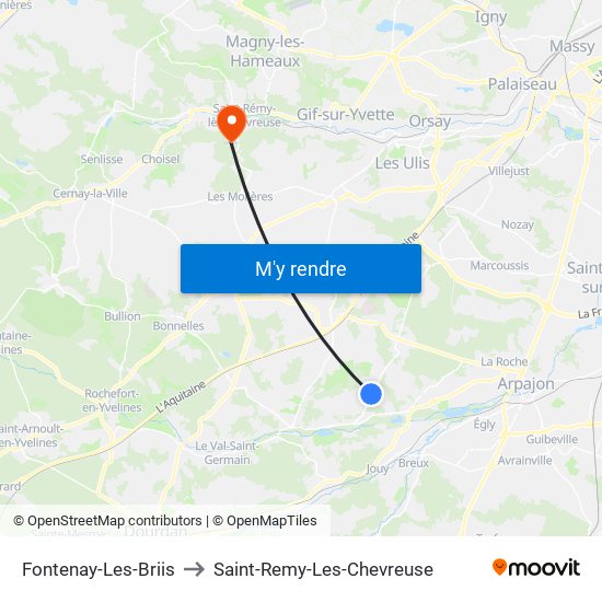 Fontenay-Les-Briis to Saint-Remy-Les-Chevreuse map