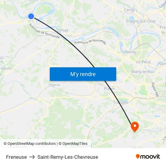 Freneuse to Saint-Remy-Les-Chevreuse map