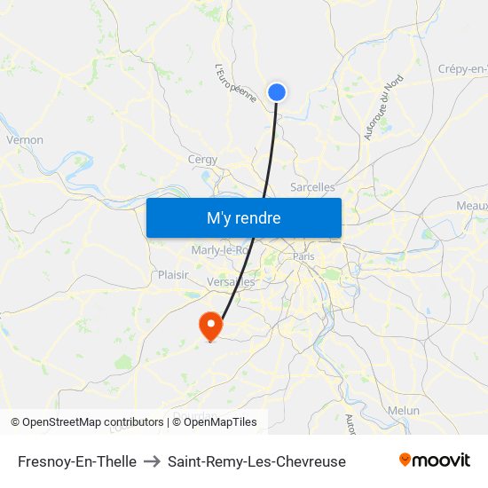 Fresnoy-En-Thelle to Saint-Remy-Les-Chevreuse map