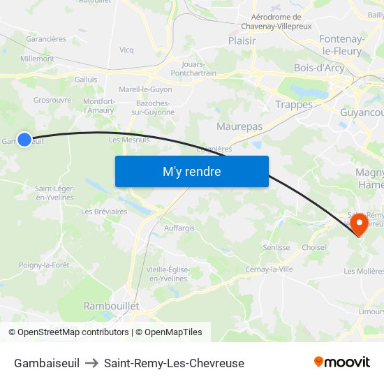 Gambaiseuil to Saint-Remy-Les-Chevreuse map