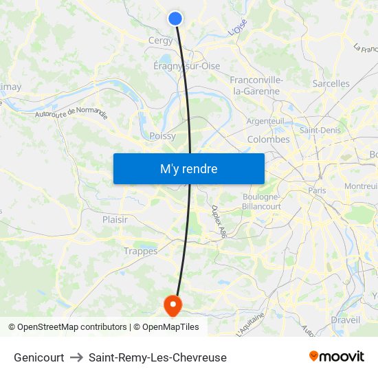 Genicourt to Saint-Remy-Les-Chevreuse map