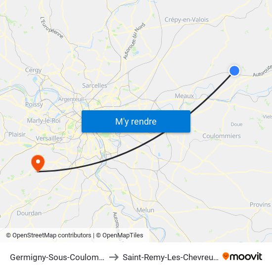 Germigny-Sous-Coulombs to Saint-Remy-Les-Chevreuse map