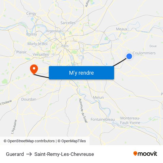 Guerard to Saint-Remy-Les-Chevreuse map