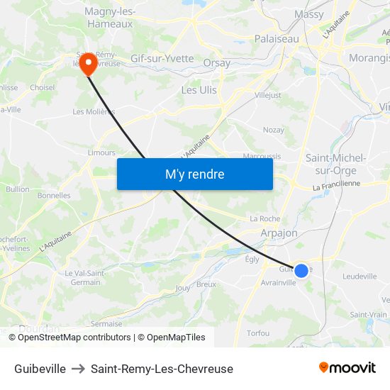 Guibeville to Saint-Remy-Les-Chevreuse map