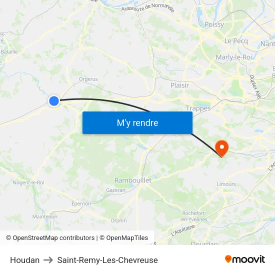Houdan to Saint-Remy-Les-Chevreuse map