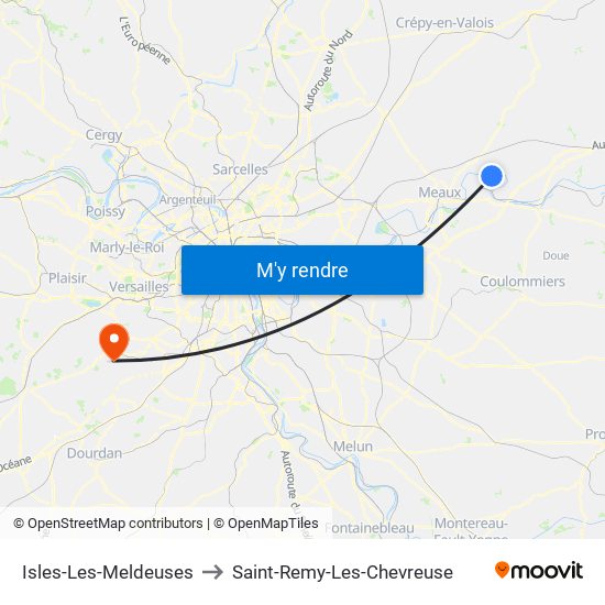 Isles-Les-Meldeuses to Saint-Remy-Les-Chevreuse map