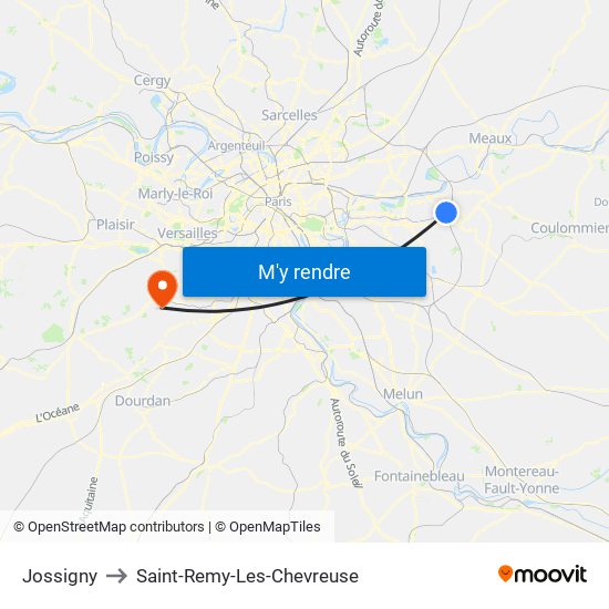 Jossigny to Saint-Remy-Les-Chevreuse map