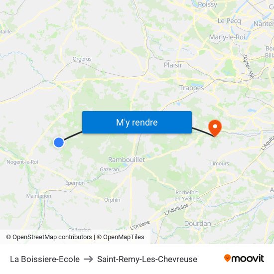 La Boissiere-Ecole to Saint-Remy-Les-Chevreuse map