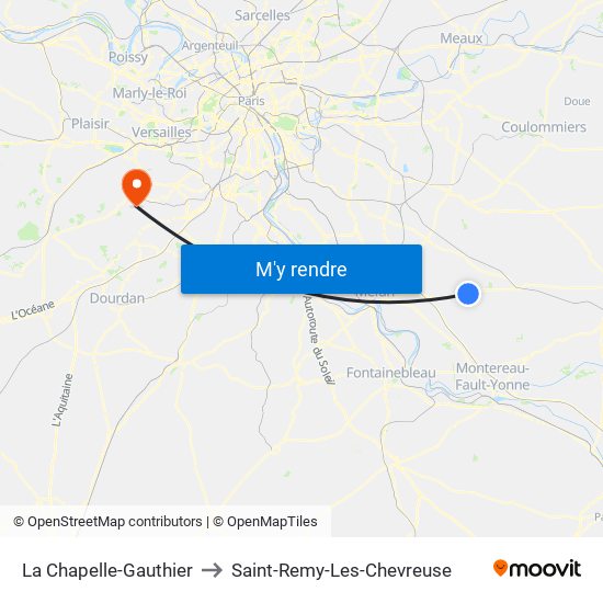 La Chapelle-Gauthier to Saint-Remy-Les-Chevreuse map