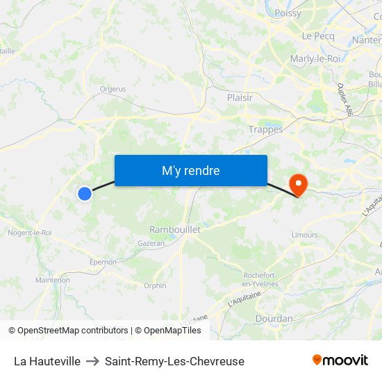 La Hauteville to Saint-Remy-Les-Chevreuse map